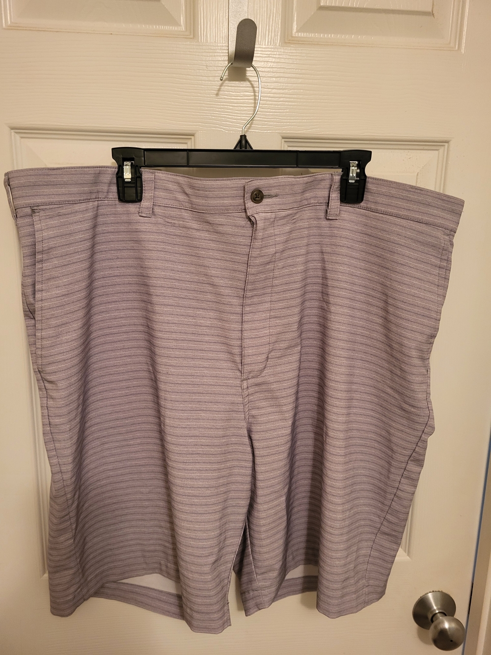 Hogan Grey Striped Flat-Front Shorts